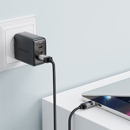 Data- og opladningskabel USB-A - USB-C Acefast C15-04 Display, 66W, 1,2m, Sort