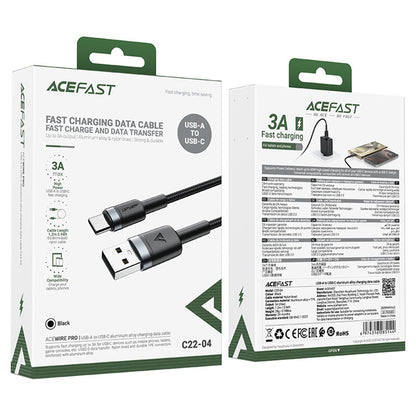 Data- og opladningskabel USB-A - USB-C Acefast C22-04, 18W, 1.2m, Sort
