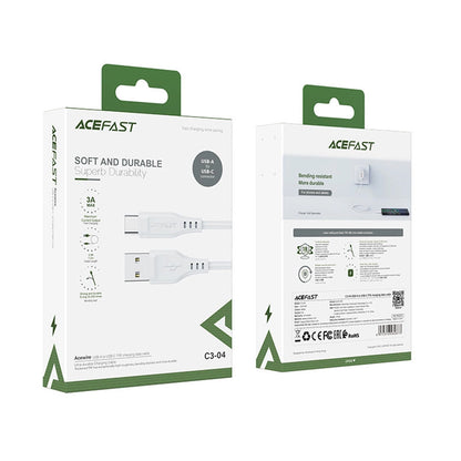 USB-A to USB-C Data and Charging Cable Acefast C3-03, 60W, 1.2m, White