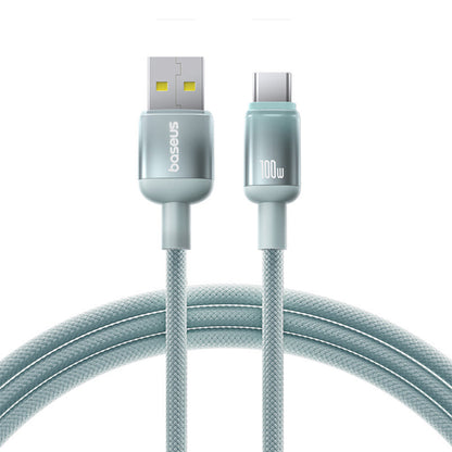 Baseus Discolor USB-A to USB-C Data and Charging Cable, 100W, 1m, Blue Green E0420801