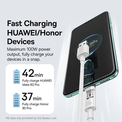 Data- og opladningskabel USB-A - USB-C Baseus Gem, 100W, 2m, Hvid P10373002211-01