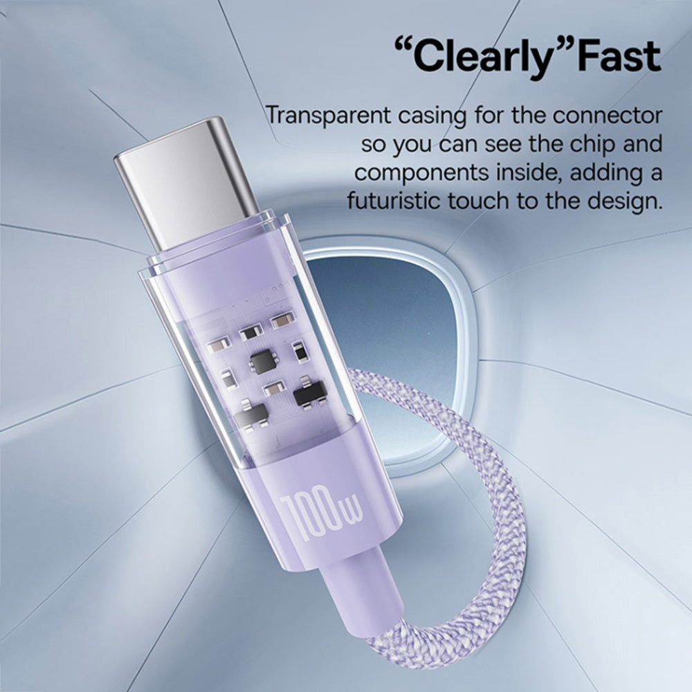 Data- og opladningskabel USB-A - USB-C Baseus Gem, 100W, 2m, Lilla P10373002511-01