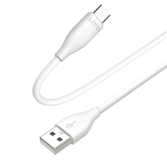 Data- og opladningskabel USB-A - USB-C Lito LD03T, 18W, 1m, Hvid