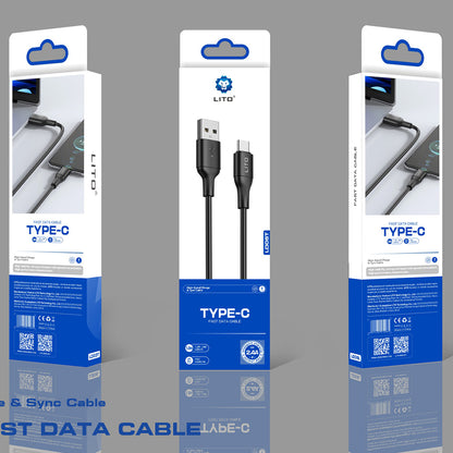 Data- og opladningskabel USB-A - USB-C Lito LD06T, 18W, 1m, Sort