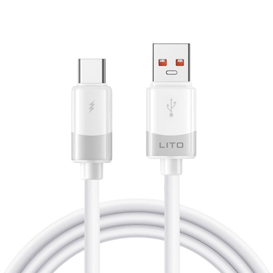 Data- og opladningskabel USB-A - USB-C Lito LD07, 18W, 1m, Hvid