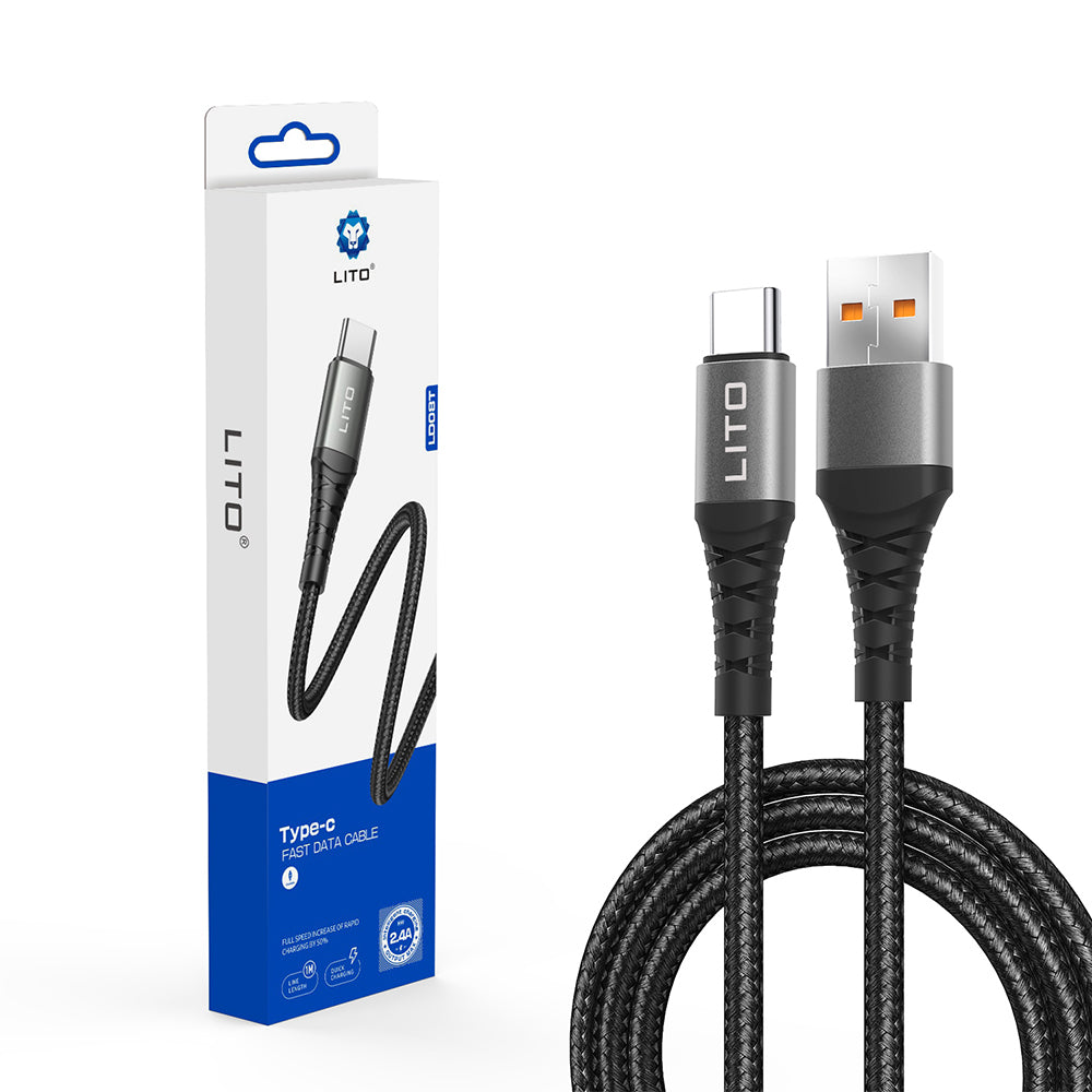 USB-A to USB-C Data and Charging Cable Lito LD08T, 18W, 1m, Black