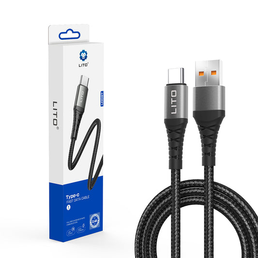 Data- og opladningskabel USB-A - USB-C Lito LD08T, 18W, 1m, Sort