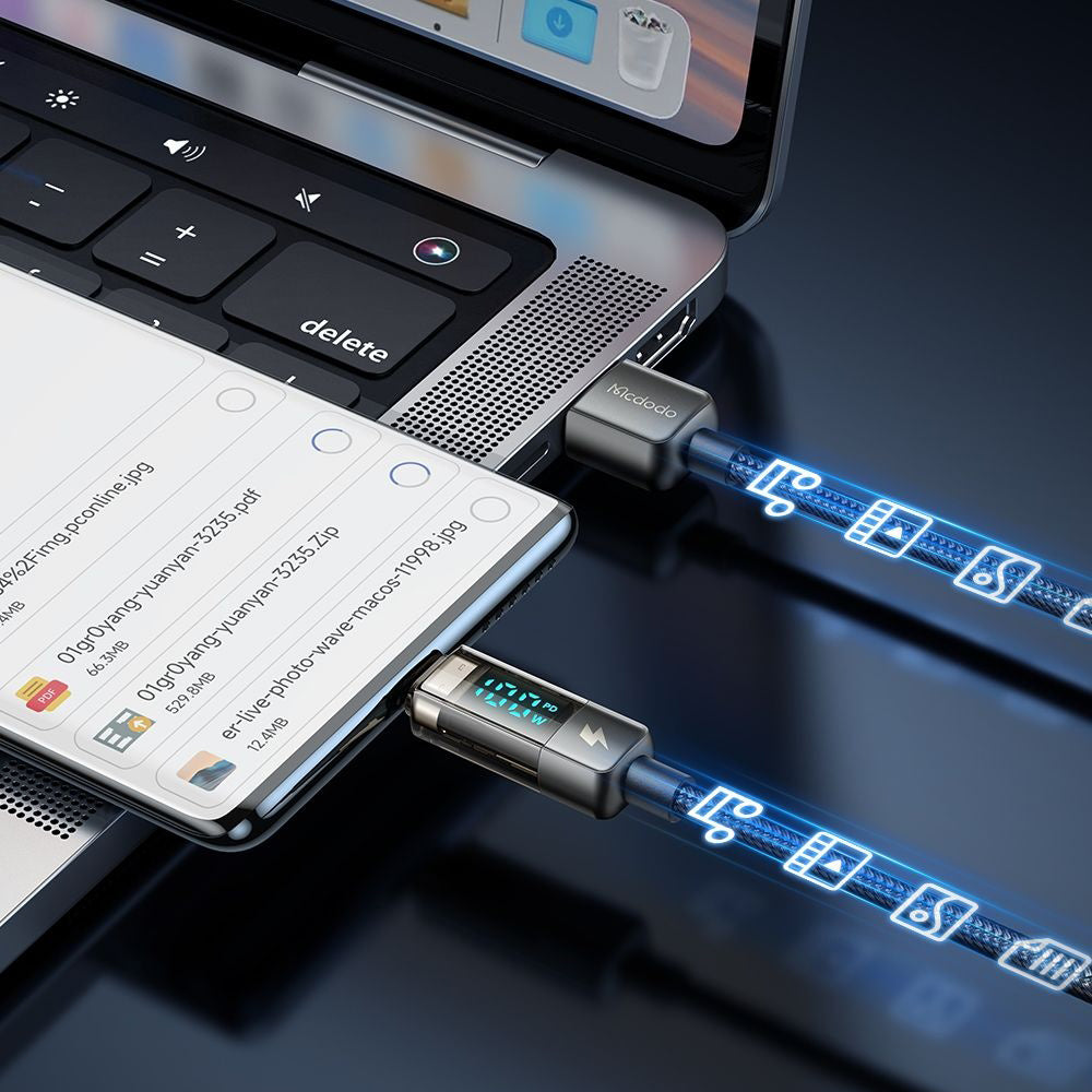 Data- og Opladningskabel USB-A - USB-C McDodo CA-3630 Display Auto Power Off, 66W, 1.2m, Sort