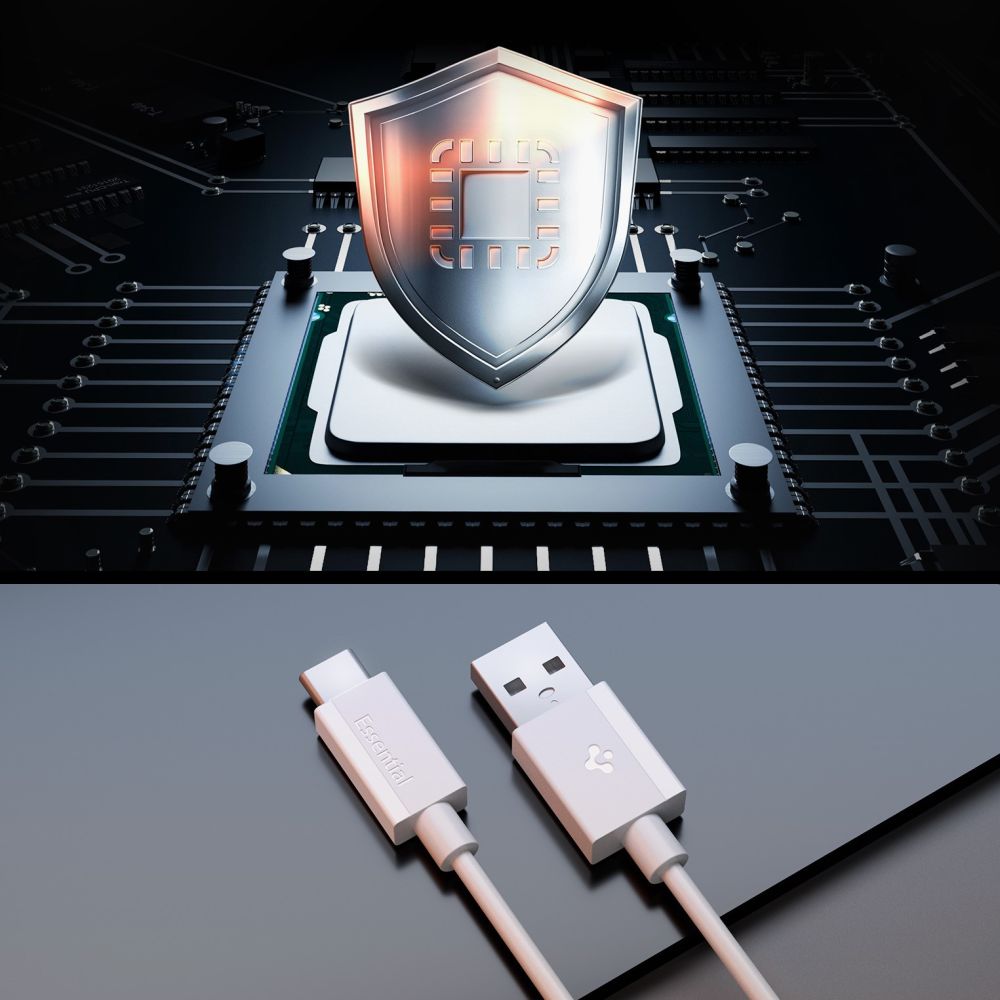 Data- og opladningskabel USB-A - USB-C Spigen Essential, 60W, 1m, Hvid