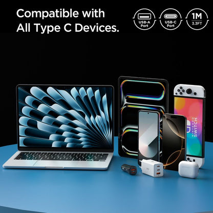 Data- og opladningskabel USB-A - USB-C Spigen Essential, 60W, 1m, Hvid