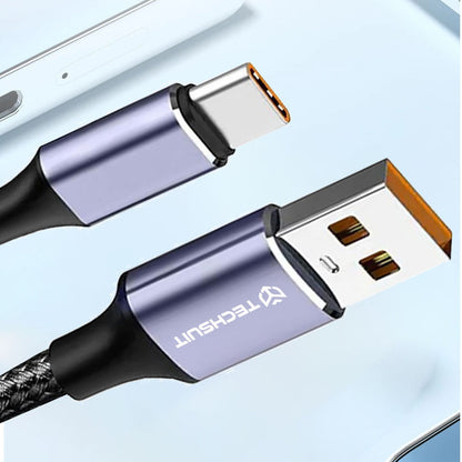 Data- og opladningskabel USB-A - USB-C Techsuit PCB018, 100W, 1m, Sort