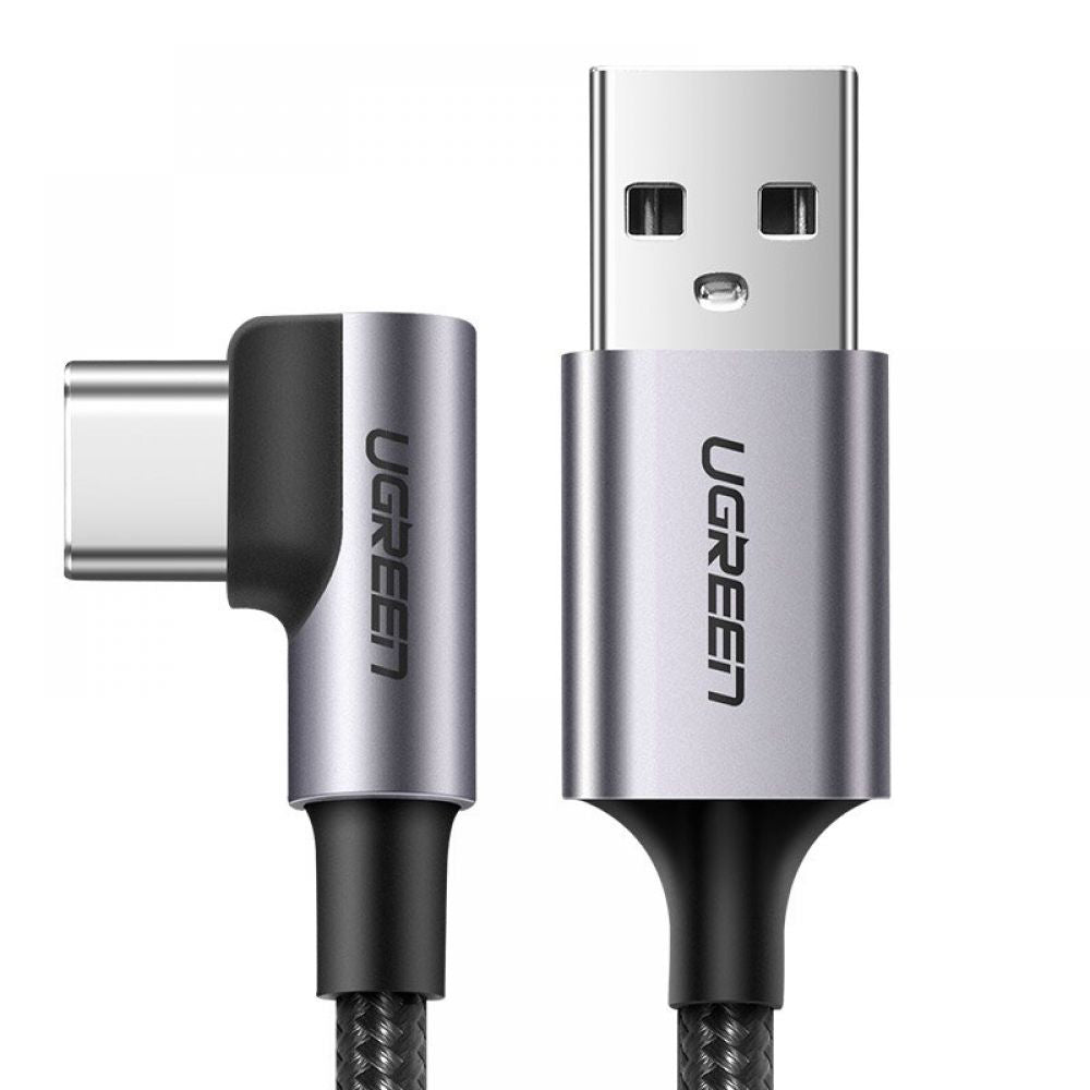 Data- og opladningskabel USB-A - USB-C UGREEN US284 Angled, 18W, 0,5m, Grå