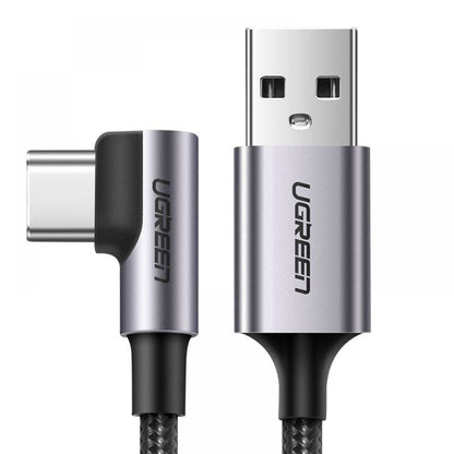 Data- og opladningskabel USB-A - USB-C UGREEN US284 Angled, 18W, 0,5m, Grå