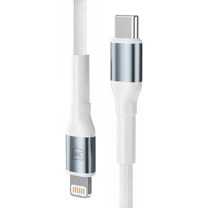 Data- og opladningskabel USB-C - Lightning 3MK Hyper N, 20W, 1m, Hvid