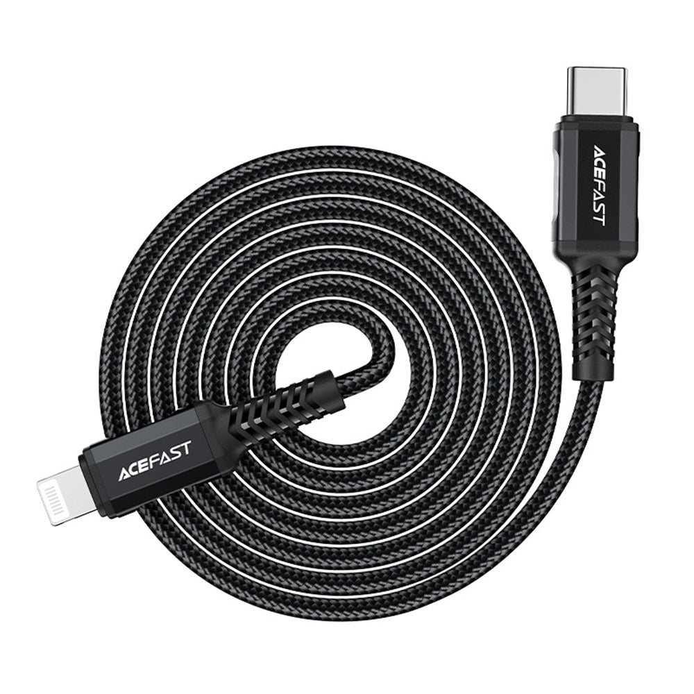 Data- og opladningskabel USB-C - Lightning Acefast C4-01, 30W, 1,8m, Sort