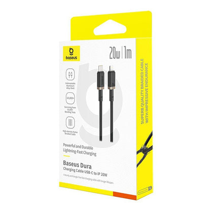 Data- og opladningskabel USB-C - Lightning Baseus Dura Series, 20W, 1m, Guld Sort P10377800U01-03