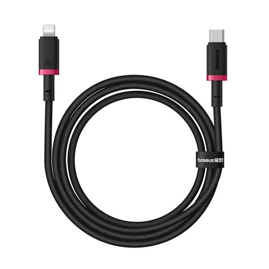 Data- og opladningskabel USB-C - Lightning Baseus Dura Series, 20W, 1m, Rød Sort P10377800U01-01