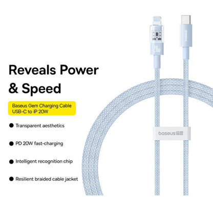 Data- og opladningskabel USB-C - Lightning Baseus Gem, 20W, 2m, Blå P10373001311-01