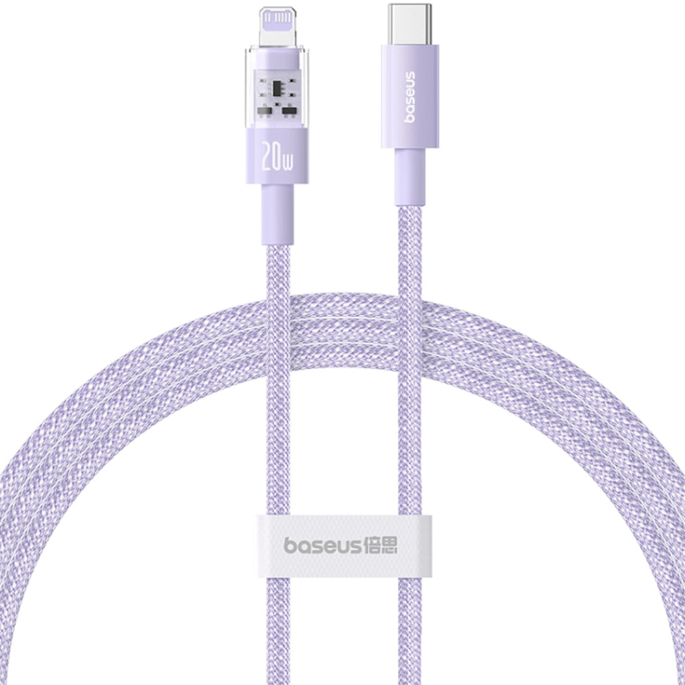 Data- og opladningskabel USB-C - Lightning Baseus Gem, 20W, 2m, Lilla P10373001511-01