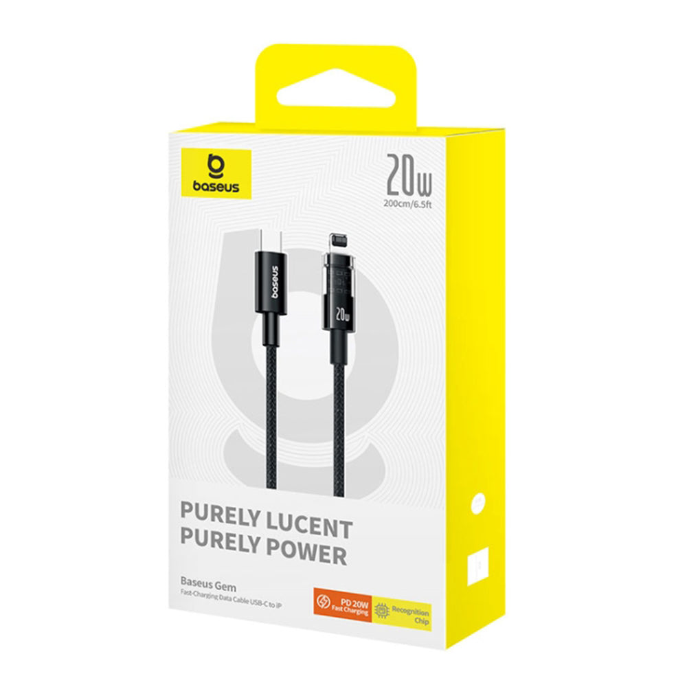 Data- og opladningskabel USB-C - Lightning Baseus Gem, 20W, 2m, Lilla P10373001511-01