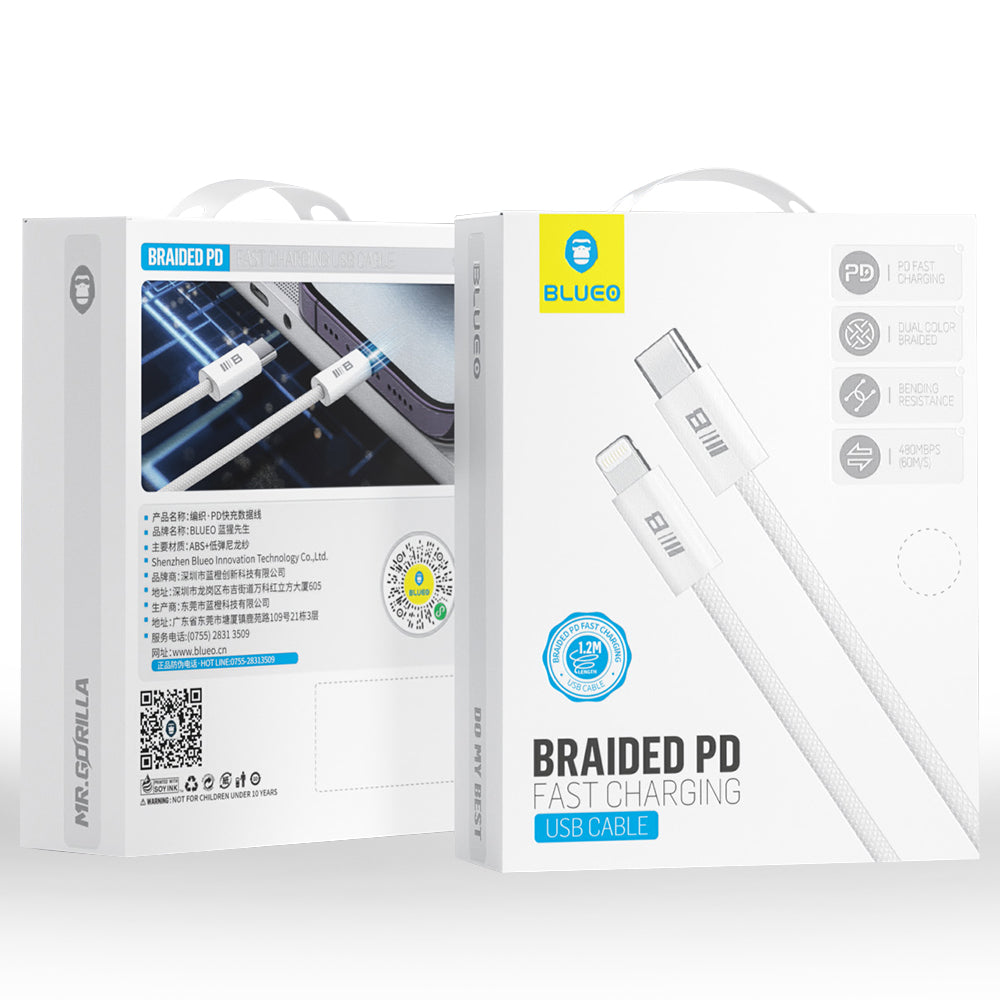 USB-C to Lightning Blueo Data and Charging Cable, 20W, 2m, White