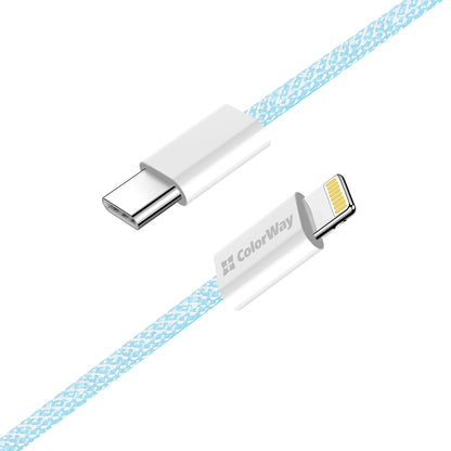 Data- og opladningskabel USB-C - Lightning ColorWay CW-CBPDCL061, 27W, 1m, Blå