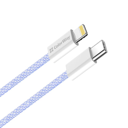 USB-C to Lightning Data and Charging Cable ColorWay CW-CBPDCL061, 27W, 1m, Purple