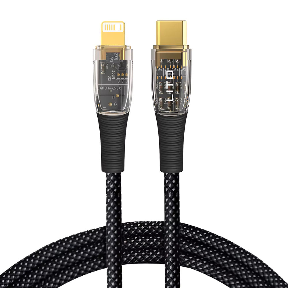 Data- og opladningskabel USB-C - Lightning Lito LD01, 27W, 1.2m, Sort