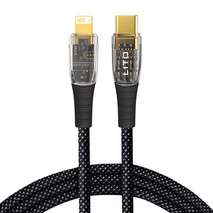 Data- og opladningskabel USB-C - Lightning Lito LD01, 27W, 1.2m, Sort