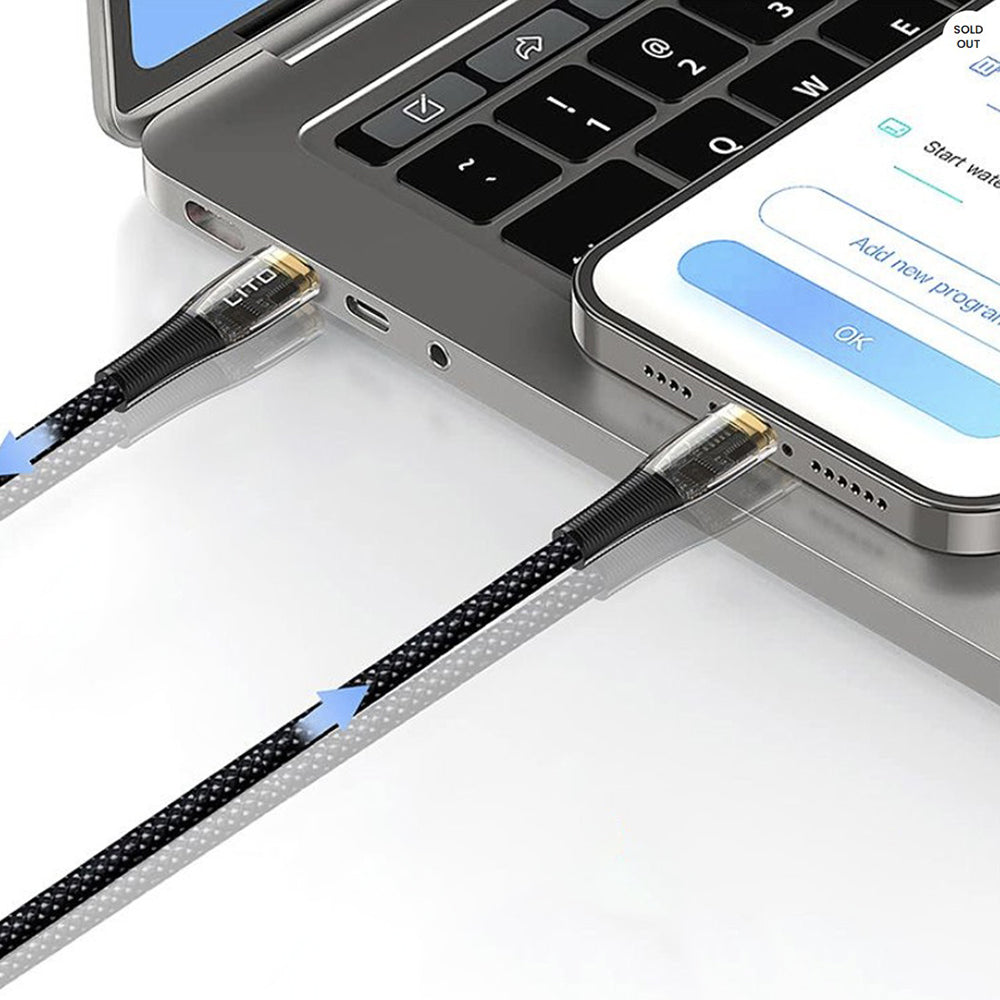 Data- og opladningskabel USB-C - Lightning Lito LD01, 27W, 1.2m, Sort