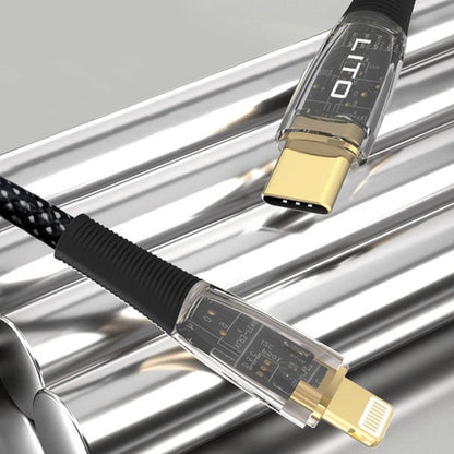 Data- og opladningskabel USB-C - Lightning Lito LD01, 27W, 1.2m, Sort