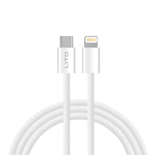 Data- og opladningskabel USB-C - Lightning Lito LD04CL, 27W, 2m, Hvid