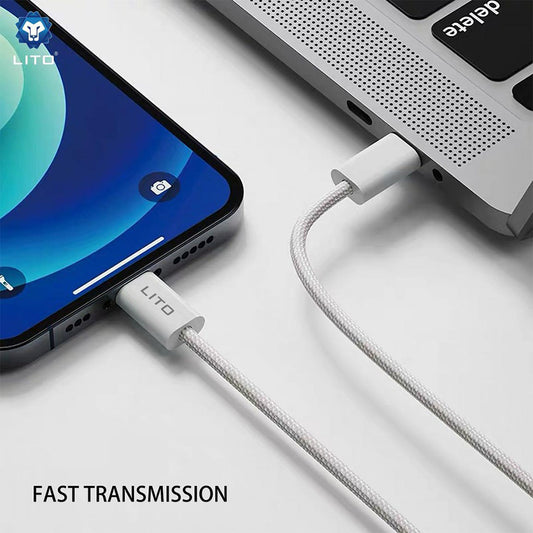 Data- og opladningskabel USB-C - Lightning Lito LD04CL, 27W, 2m, Hvid