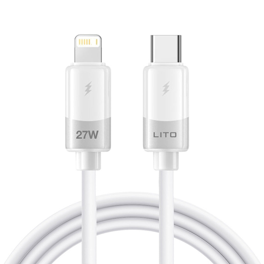 Data- og opladningskabel USB-C - Lightning Lito LD07, 27W, 1m, Hvid