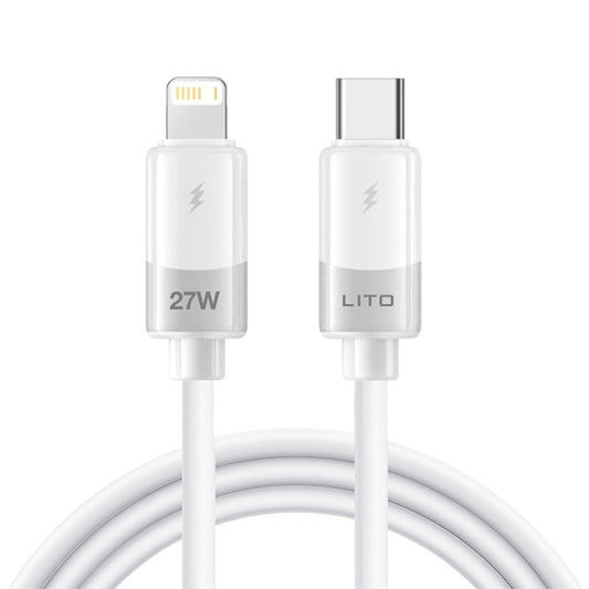 Data- og opladningskabel USB-C - Lightning Lito LD07, 27W, 1m, Hvid
