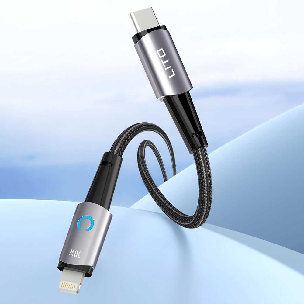 Data- og opladningskabel USB-C - Lightning Lito LD10CL, 30W, 1m, Sort