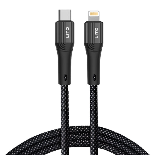Data- og opladningskabel USB-C - Lightning Lito LD14CL, 30W, 1m, Sort