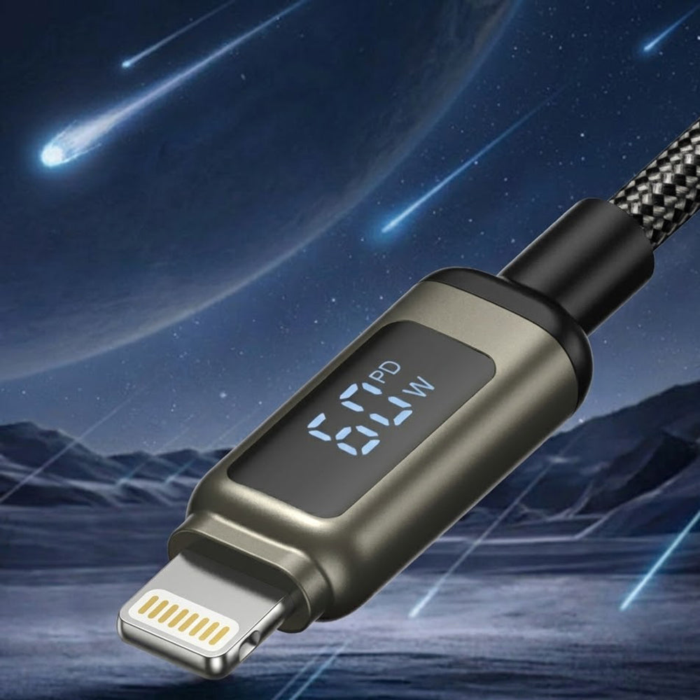Data- og opladningskabel USB-C - Lightning Lito LD15 Display, 27W, 1m, Sort