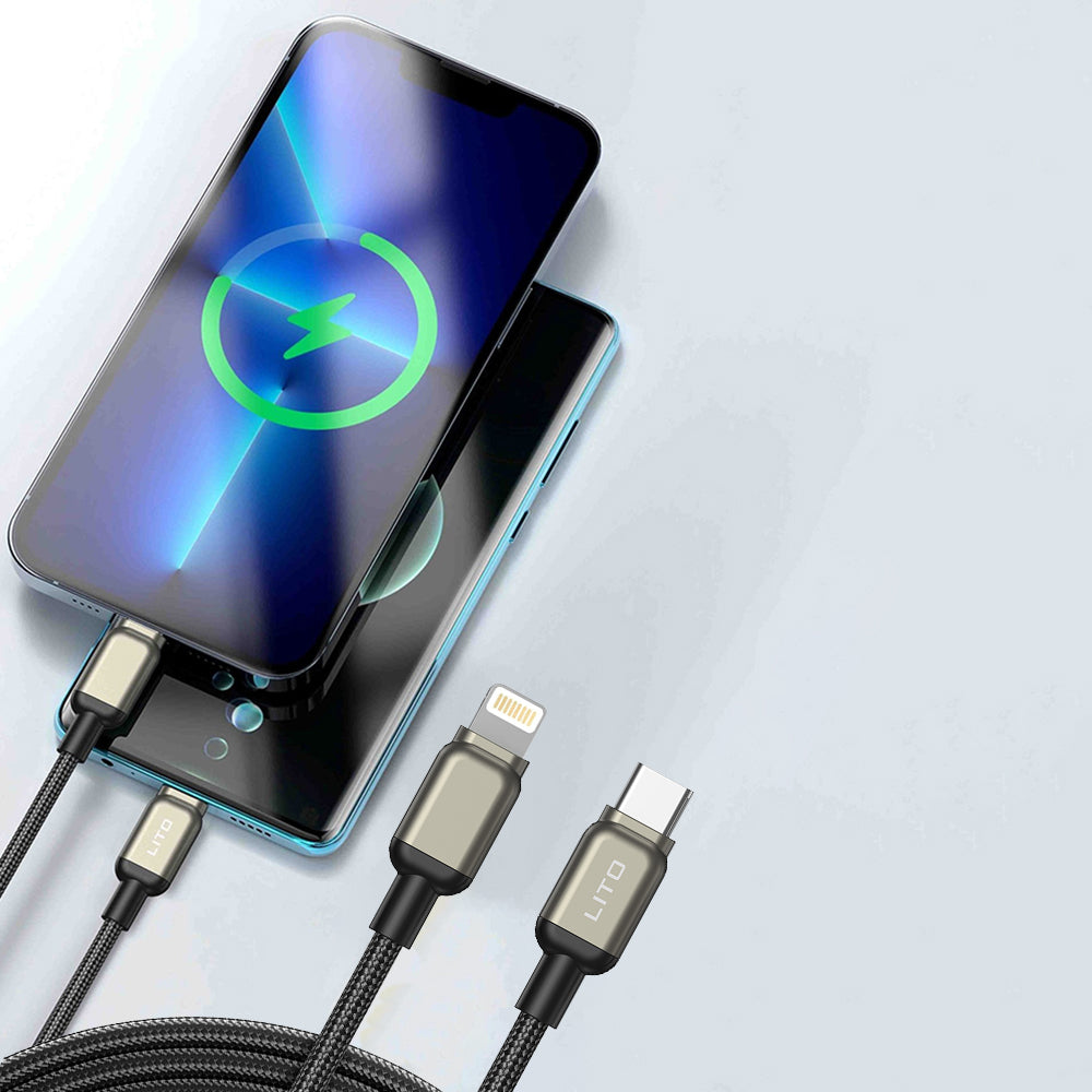 Data- og opladningskabel USB-C - Lightning Lito LD17, 20W, 1m, Sort