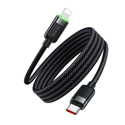 Data- og opladningskabel USB-C - Lightning McDodo CA-2010 Self Winding, 36W, 1.2m, Sort