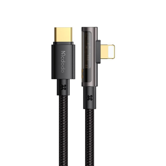 Data- og opladningskabel USB-C - Lightning McDodo CA-3390 Angled, 36W, 1.2m, Sort