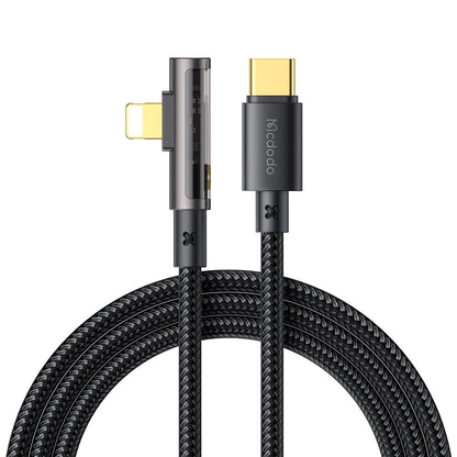 Data- og opladningskabel USB-C - Lightning McDodo CA-3390 Angled, 36W, 1.2m, Sort