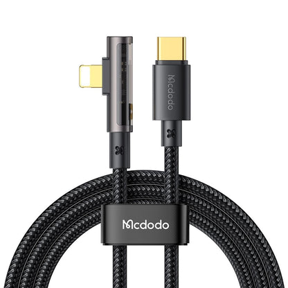 Data- og opladningskabel USB-C - Lightning McDodo CA-3390 Angled, 36W, 1.2m, Sort