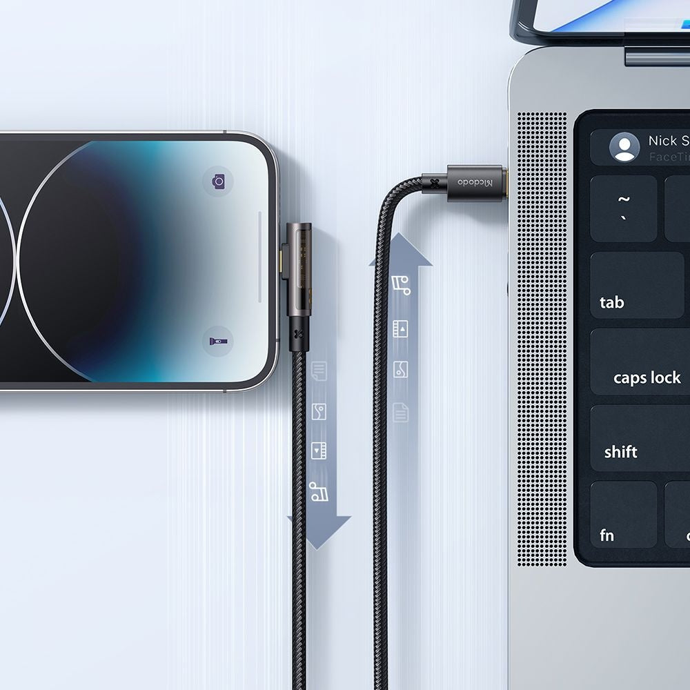 Data- og opladningskabel USB-C - Lightning McDodo CA-3390 Angled, 36W, 1.2m, Sort