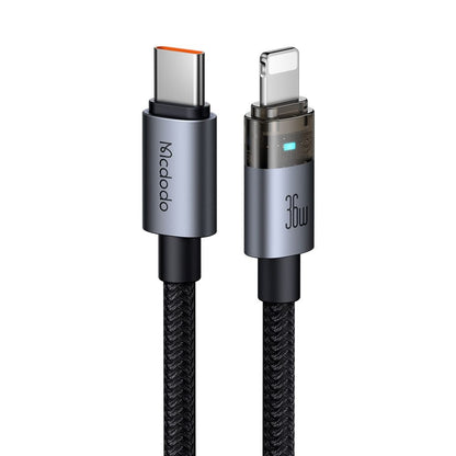 Data- og opladningskabel USB-C - Lightning McDodo CA-6940, 36W, 1.2m, Sort