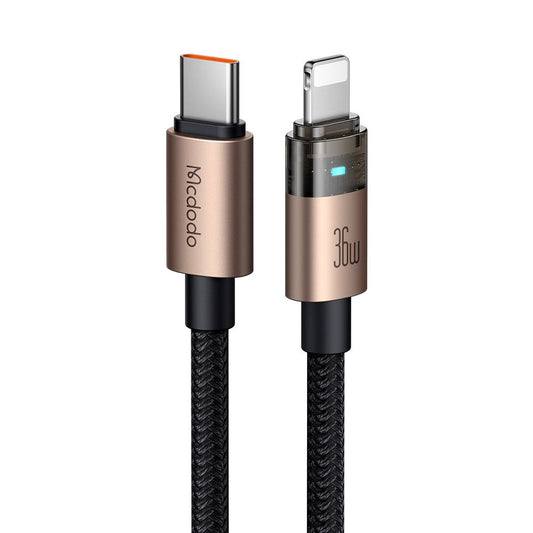 Data- og opladningskabel USB-C - Lightning McDodo CA-6941, 36W, 1.2m, Guld