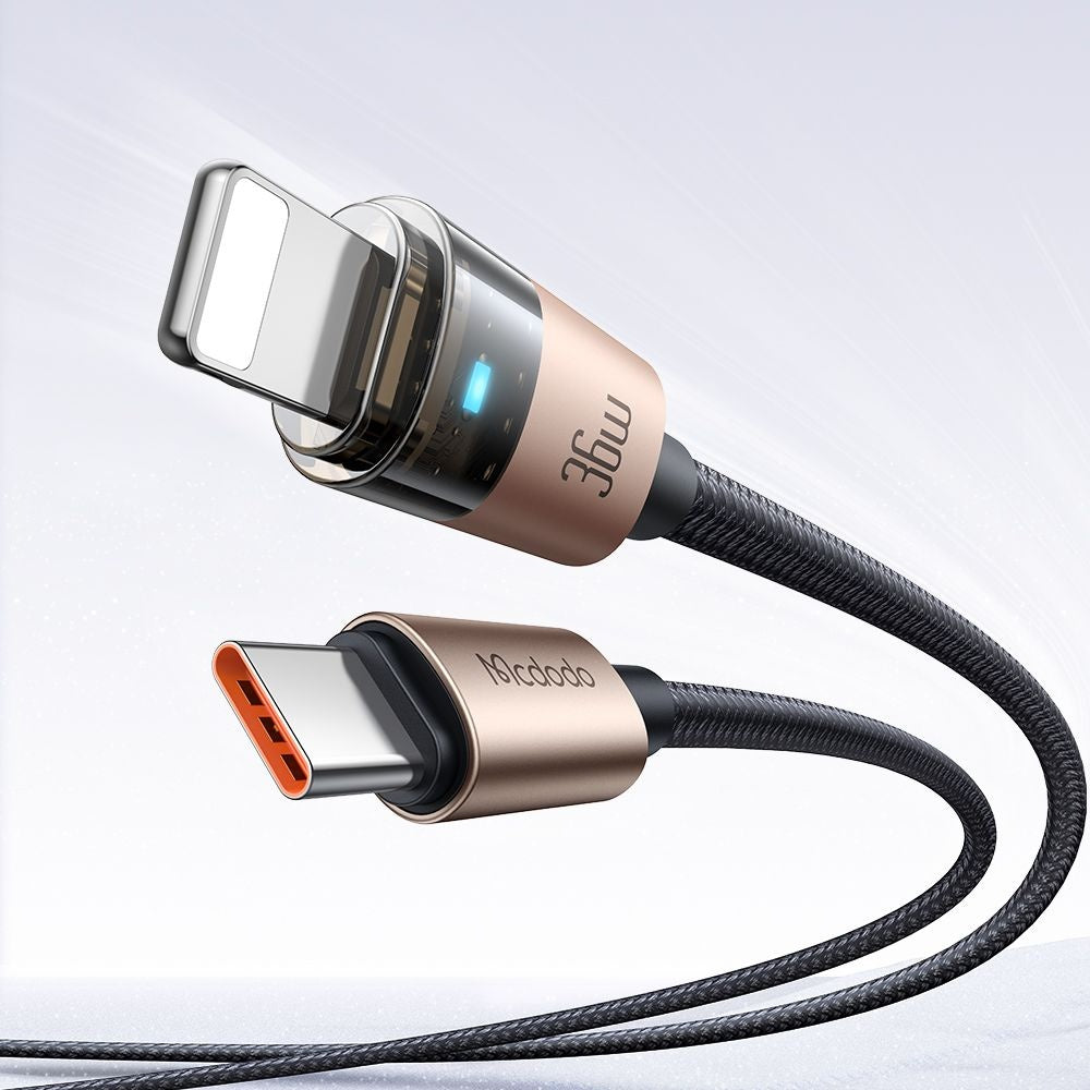 Data- og opladningskabel USB-C - Lightning McDodo CA-6941, 36W, 1.2m, Guld