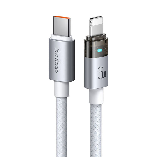 Data- og opladningskabel USB-C - Lightning McDodo CA-6942, 36W, 1.2m, Hvid