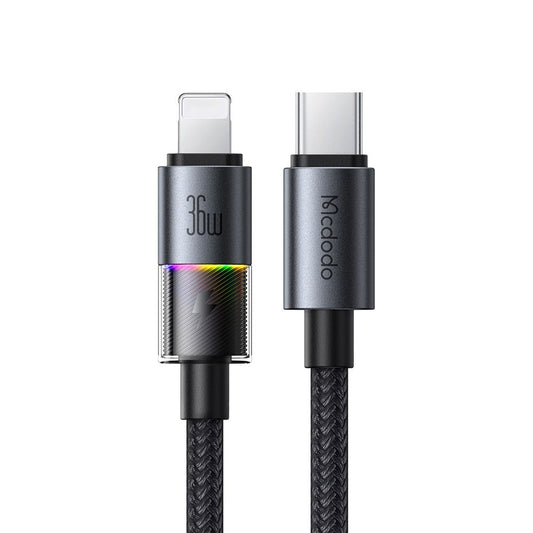 Data- og opladningskabel USB-C - Lightning McDodo CA-8190 Colorful, 36W, 1.2m, Sort