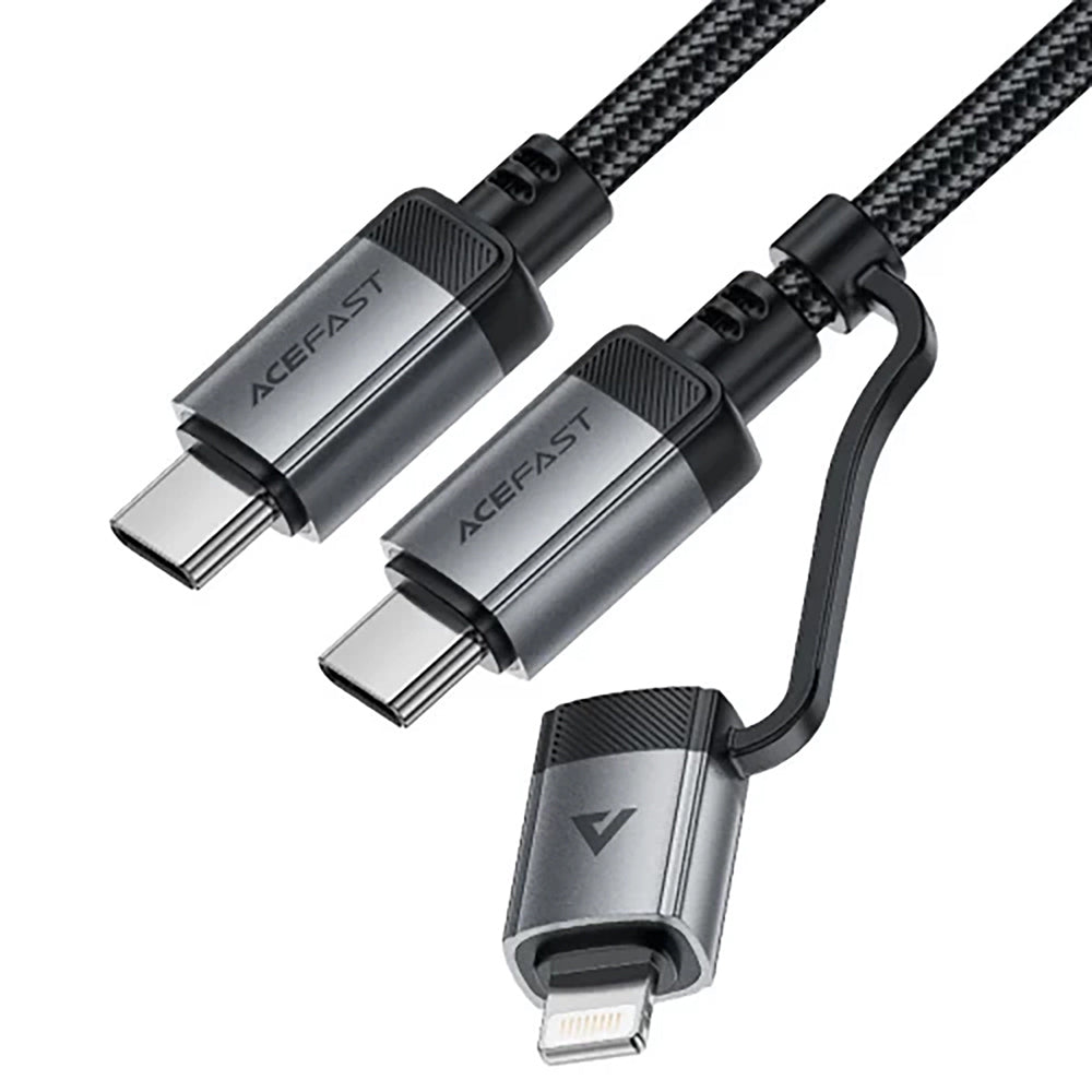 Data- og opladningskabel USB-C - Lightning / USB-C Acefast C20-01, 60W, 1.2m, Sort